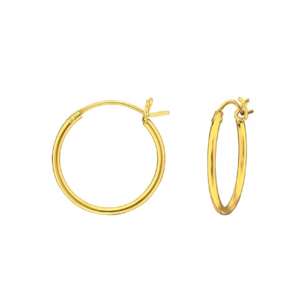 French Lock Hoop Earrings - Pair - Gold Plated 925 Sterling Silver