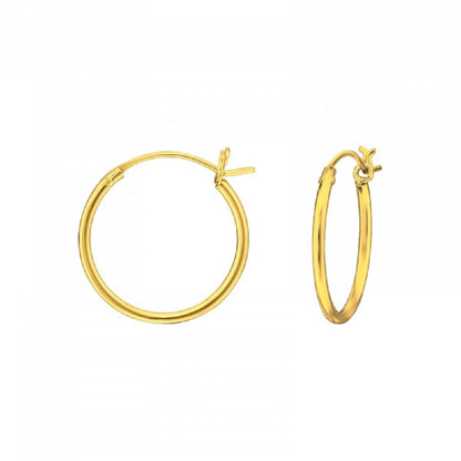 French Lock Hoop Earrings - Pair - Gold Plated 925 Sterling Silver