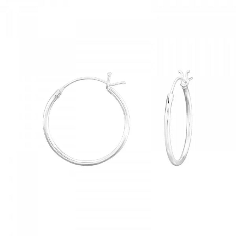 French Lock Hoop Earrings - Pair - 925 Sterling Silver