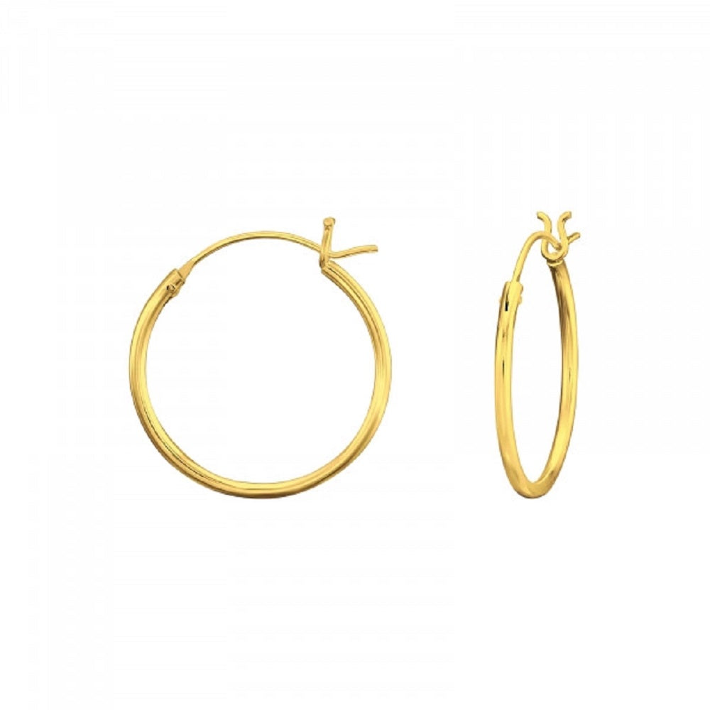 French Lock Hoop Earrings - Pair - Gold Plated 925 Sterling Silver