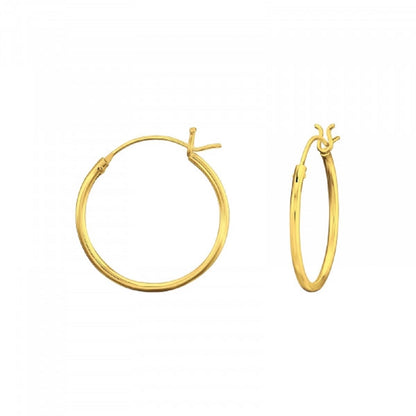 French Lock Hoop Earrings - Pair - Gold Plated 925 Sterling Silver