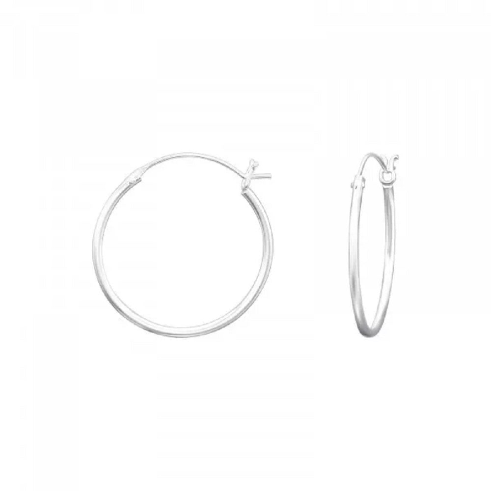 French Lock Hoop Earrings - Pair - 925 Sterling Silver