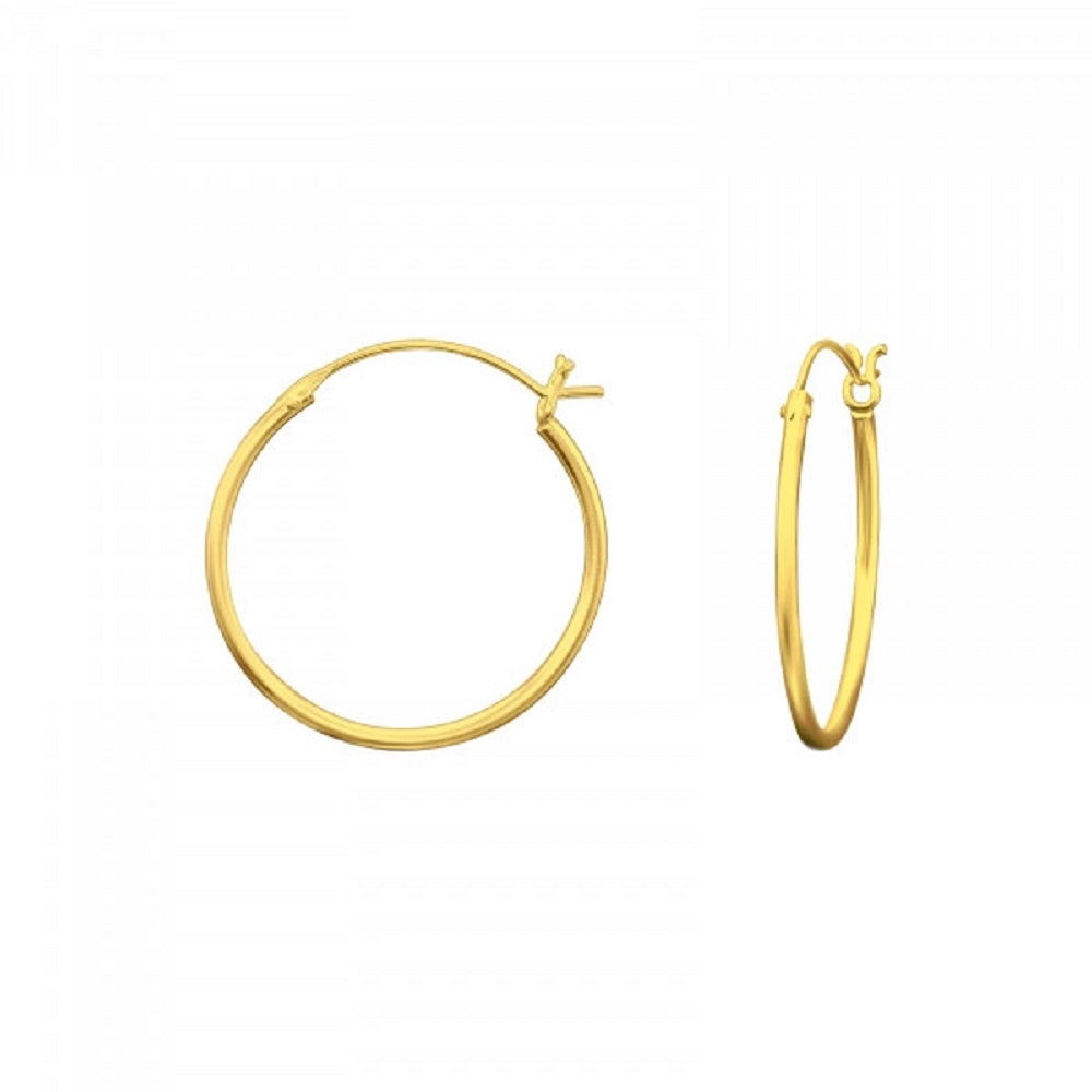 French Lock Hoop Earrings - Pair - Gold Plated 925 Sterling Silver