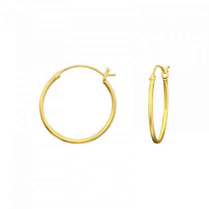 French Lock Hoop Earrings - Pair - Gold Plated 925 Sterling Silver