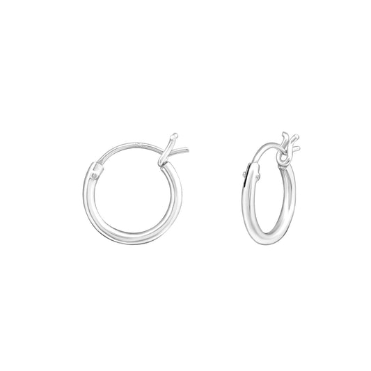 French Lock Hoop Earrings - Pair - 925 Sterling Silver
