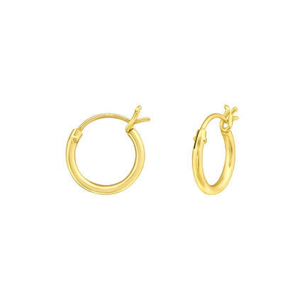 French Lock Hoop Earrings - Pair - Gold Plated 925 Sterling Silver