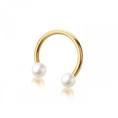 Faux Pearl Ball Ends Horseshoe Circular Barbell - 316L Stainless Steel