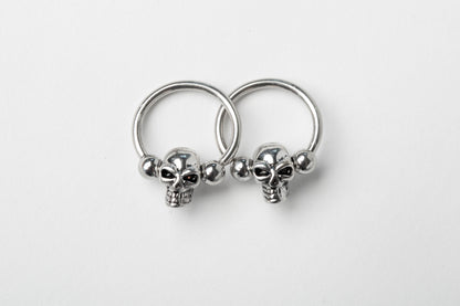 Skull Captive Bead Nipple Rings - 316L Surgical Steel - Pair