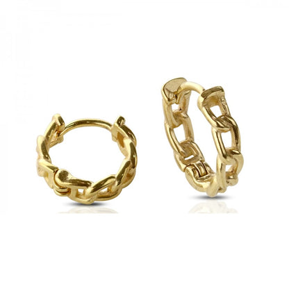 4mm Thick Chain Link Huggie Hoop Earrings - Pair - 316L Stainless Steel