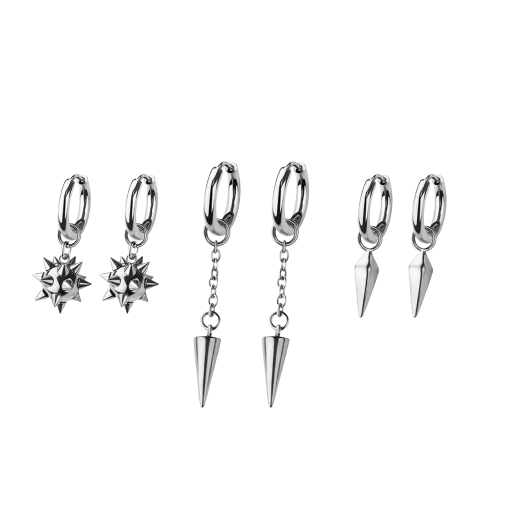 Set of 3 Spiked Huggie Hoops