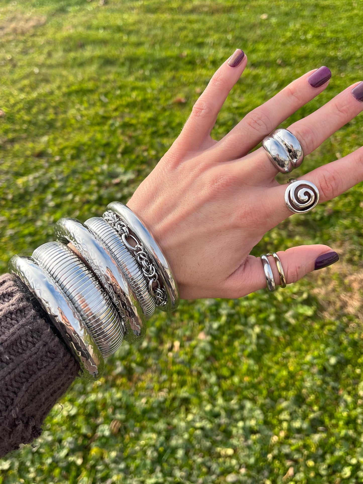 Ribbed Stretch Bracelet - Stainless Steel