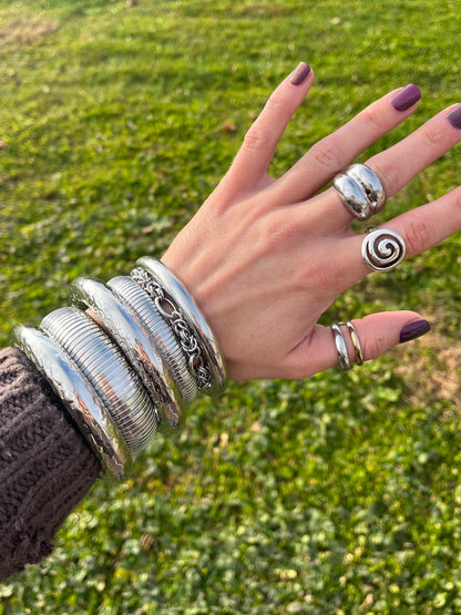 Ribbed Stretch Bracelet - Stainless Steel