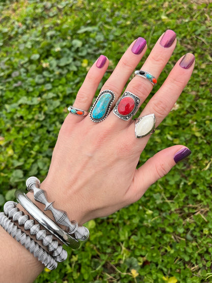 Marquise Cut Moonstone Ring - Oxidized 925 Sterling Silver