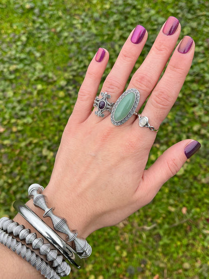 Amethyst Cross Ring - Oxidized 925 Sterling Silver