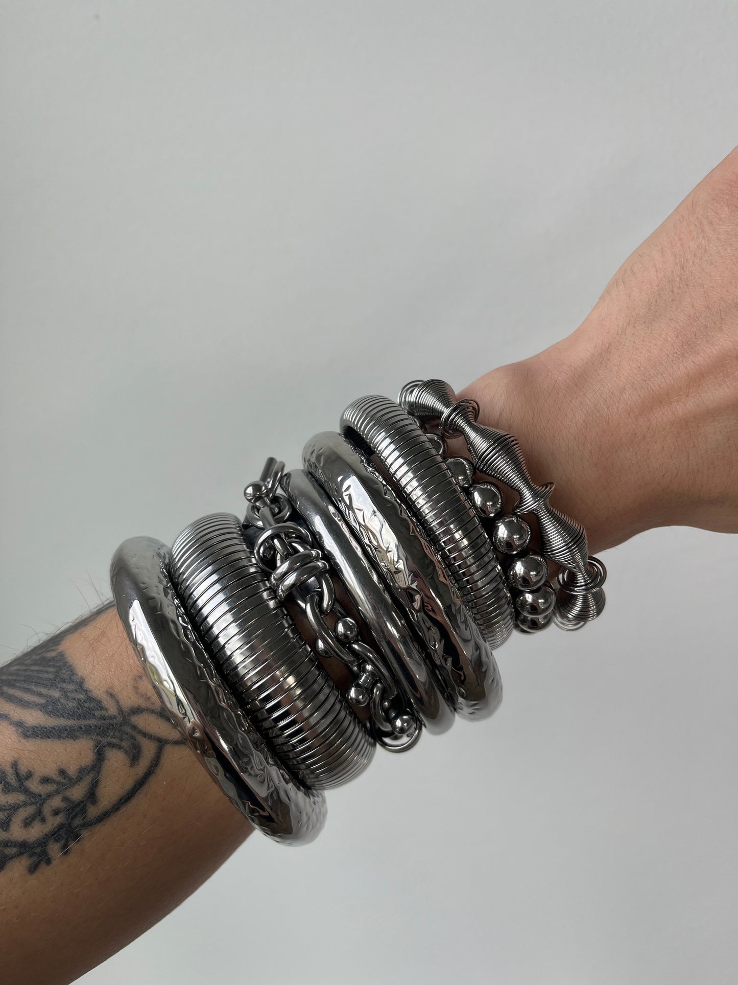 Hammered Textured Bangle Bracelet - 304 Stainless Steel