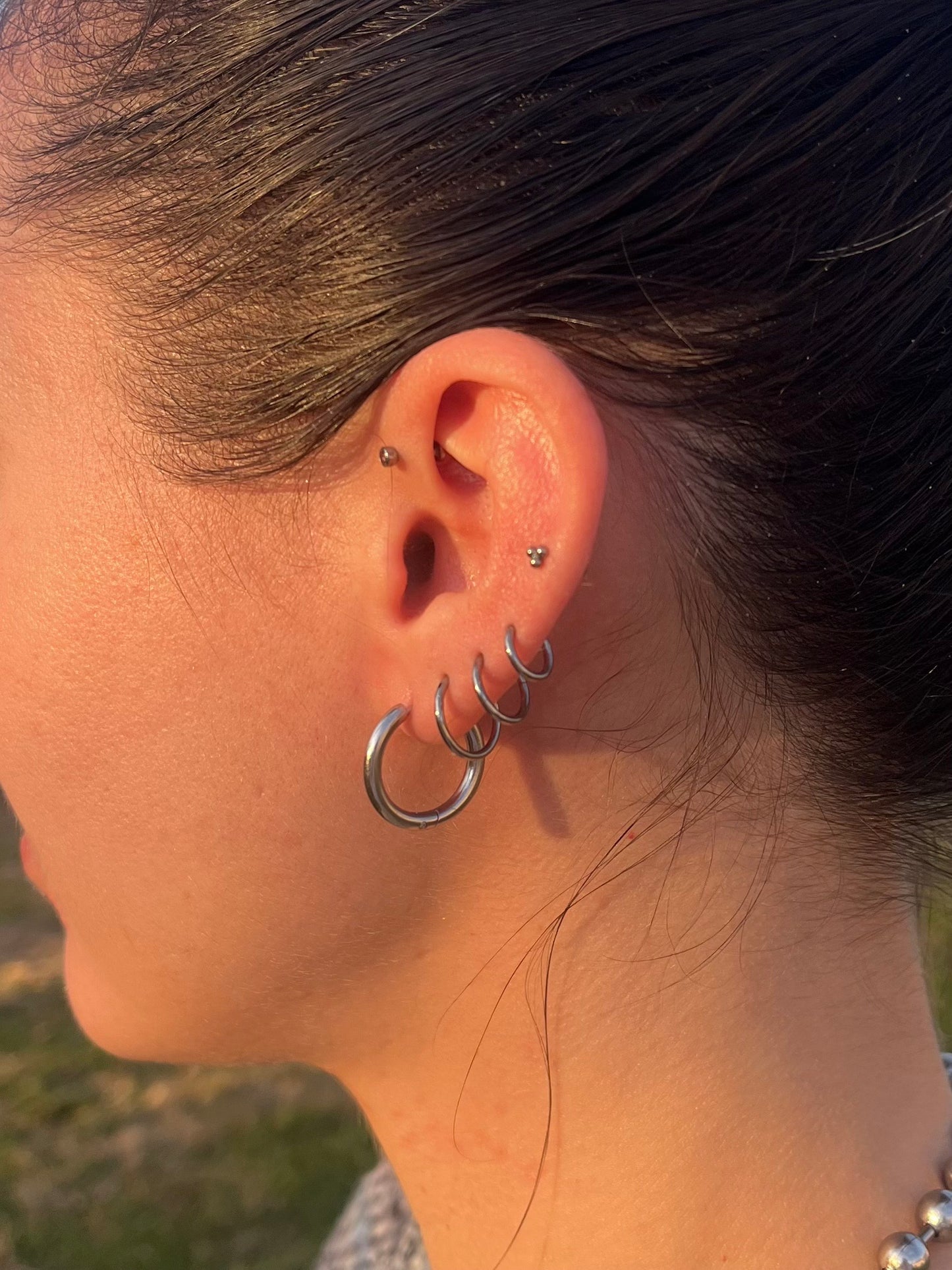 Set of 3 ASTM F-136 Implant Grade Titanium Hinged Segment Clicker Rings