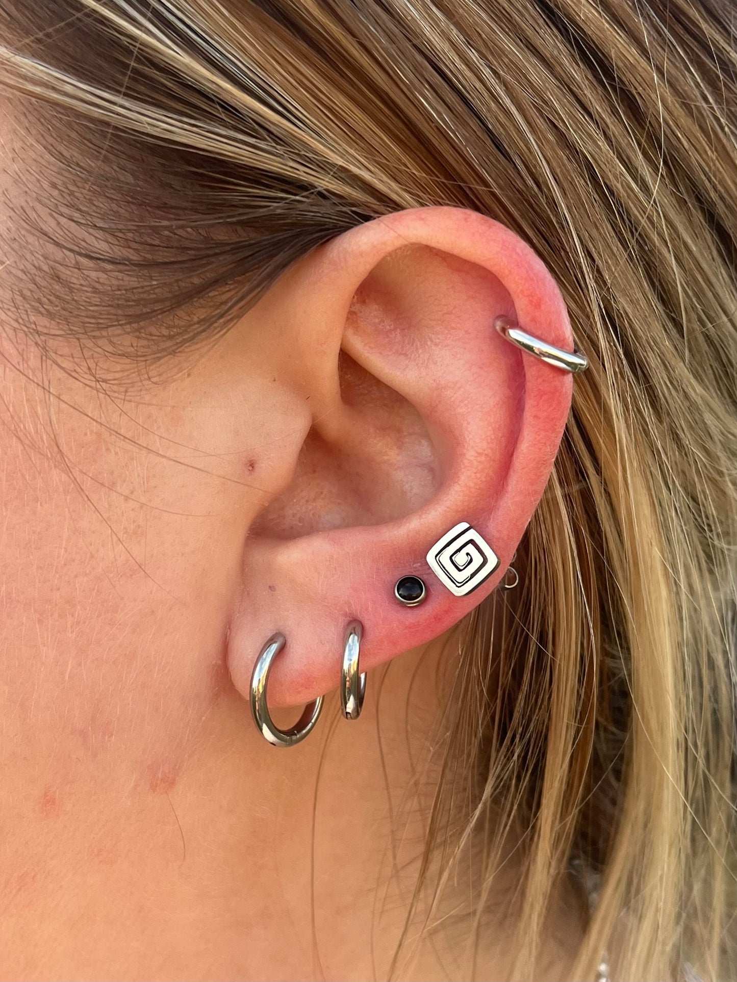 Set of 2 2mm Thick Hinged Round Hoop Earrings - 316L Stainless Steel