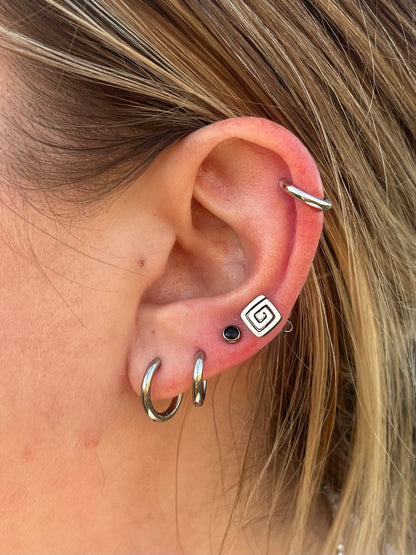 Set of 2 2mm Thick Hinged Round Hoop Earrings - 316L Stainless Steel