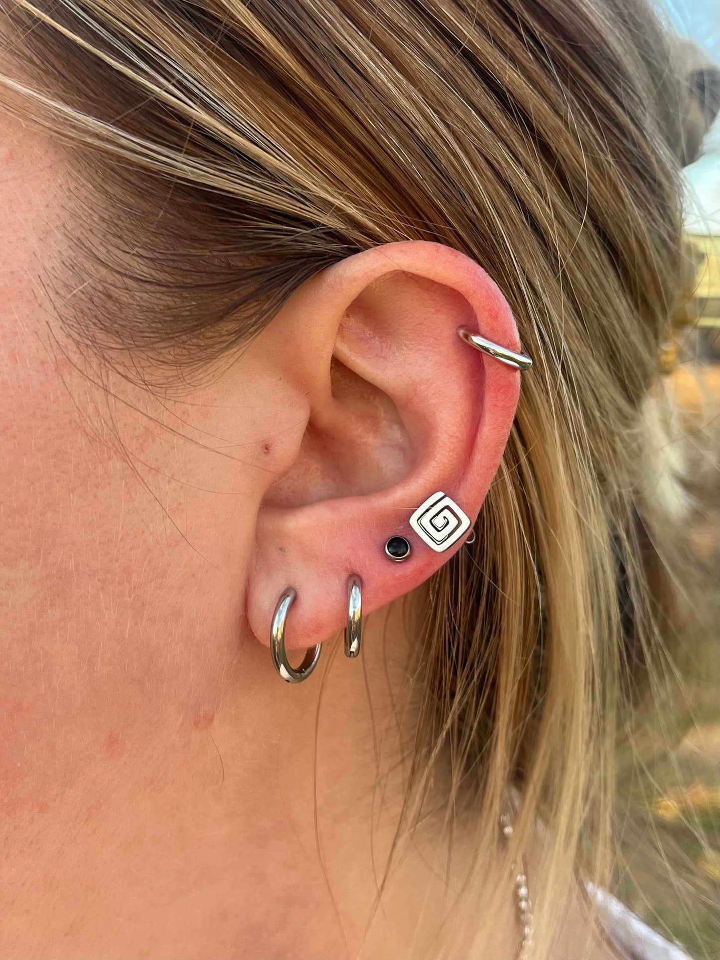 Set of 2 2mm Thick Hinged Round Hoop Earrings - 316L Stainless Steel