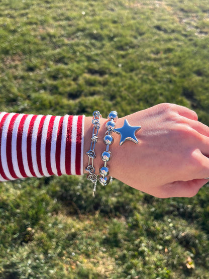 Puffy Star Ball Chain Bracelet - Stainless Steel