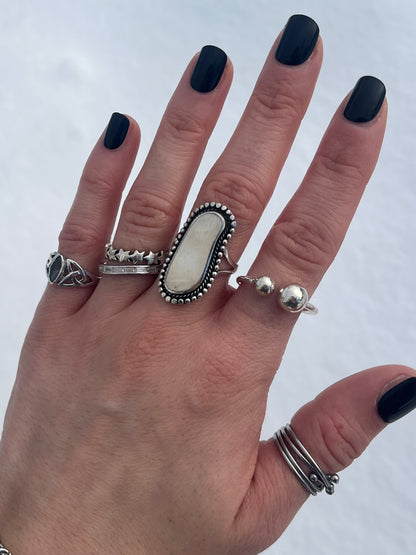 Double Ball Open Ring - 925 Sterling Silver