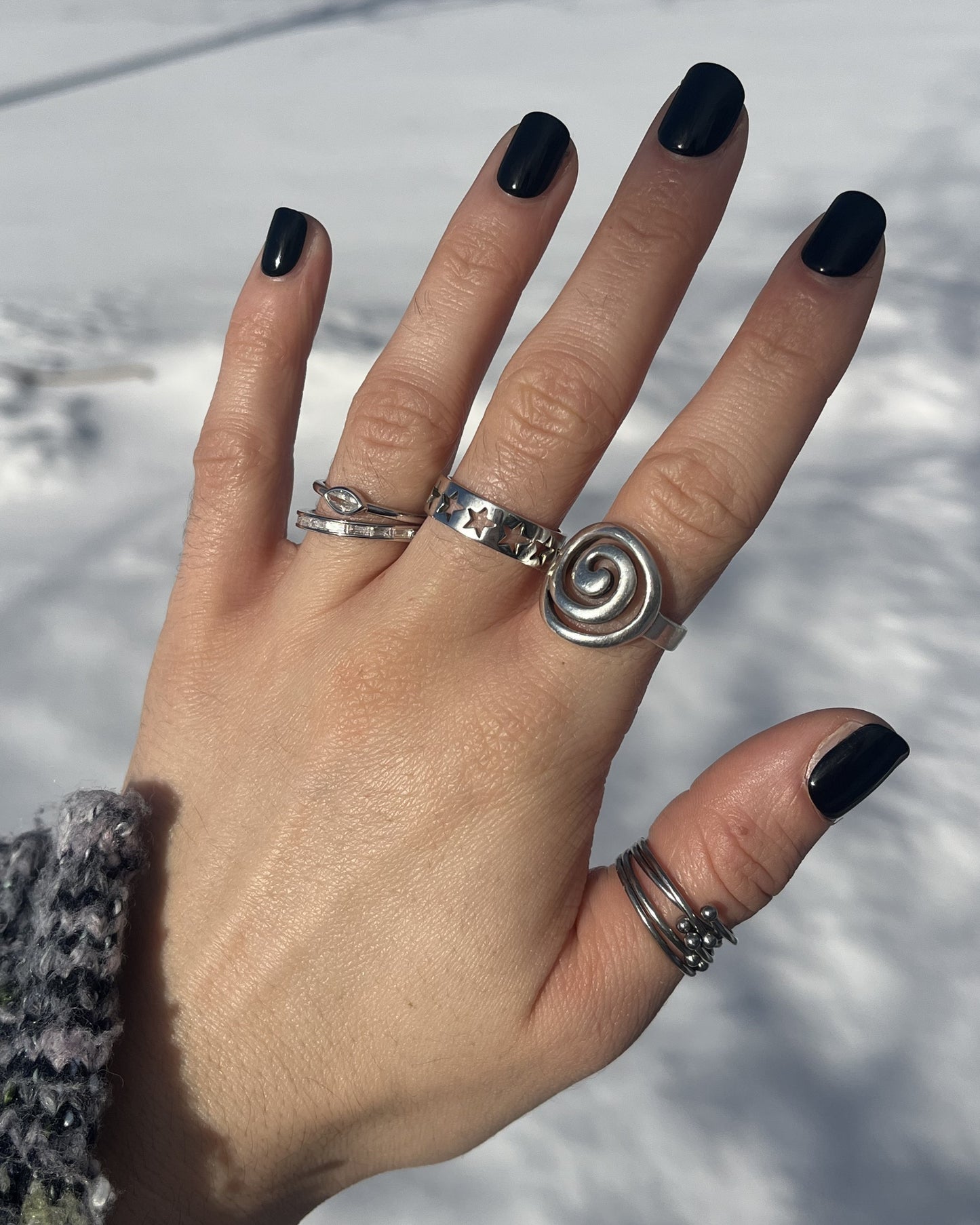 Sideways CZ Crystal Marquise Ring - 925 Sterling Silver
