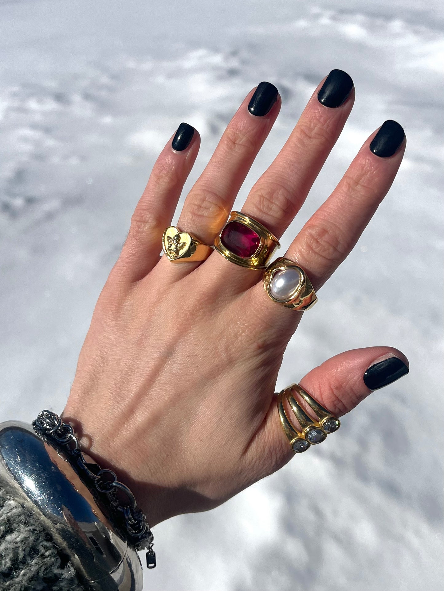 Pink CZ Crystal Statement Ring - 18k Gold Plated Stainless Steel