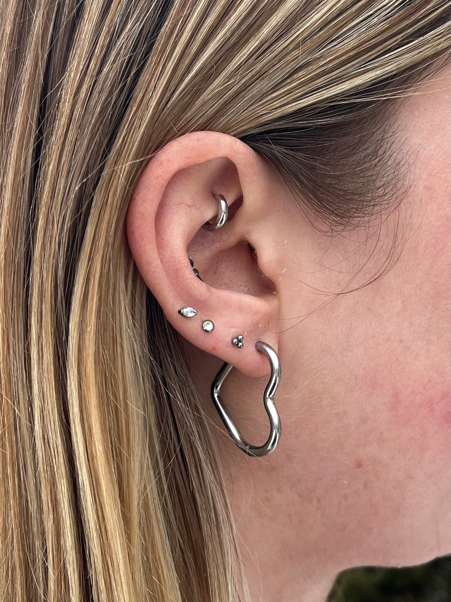 Heart Shaped Hoop Earrings - Pair - 316L Stainless Steel