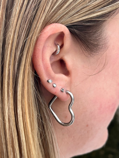 Heart Shaped Hoop Earrings - Pair - 316L Stainless Steel