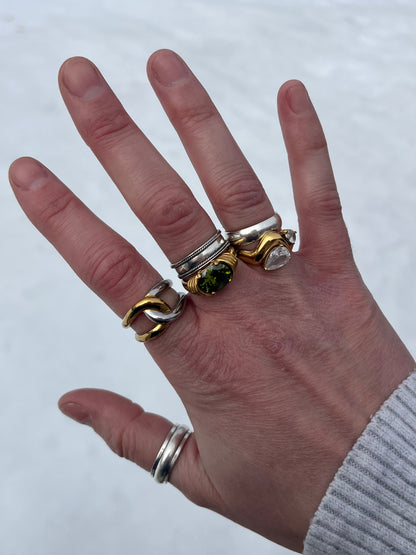 Oval CZ Crystal Ring - 18K Gold Plated Stainless Steel