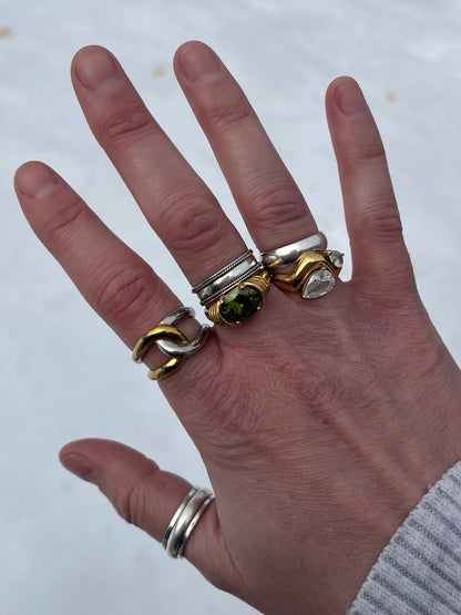 Oval CZ Crystal Ring - 18K Gold Plated Stainless Steel