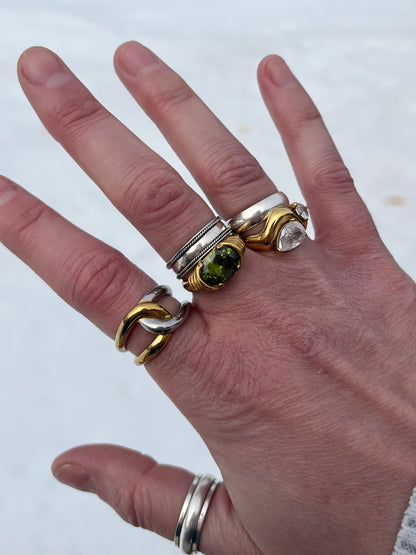 Oval CZ Crystal Ring - 18K Gold Plated Stainless Steel