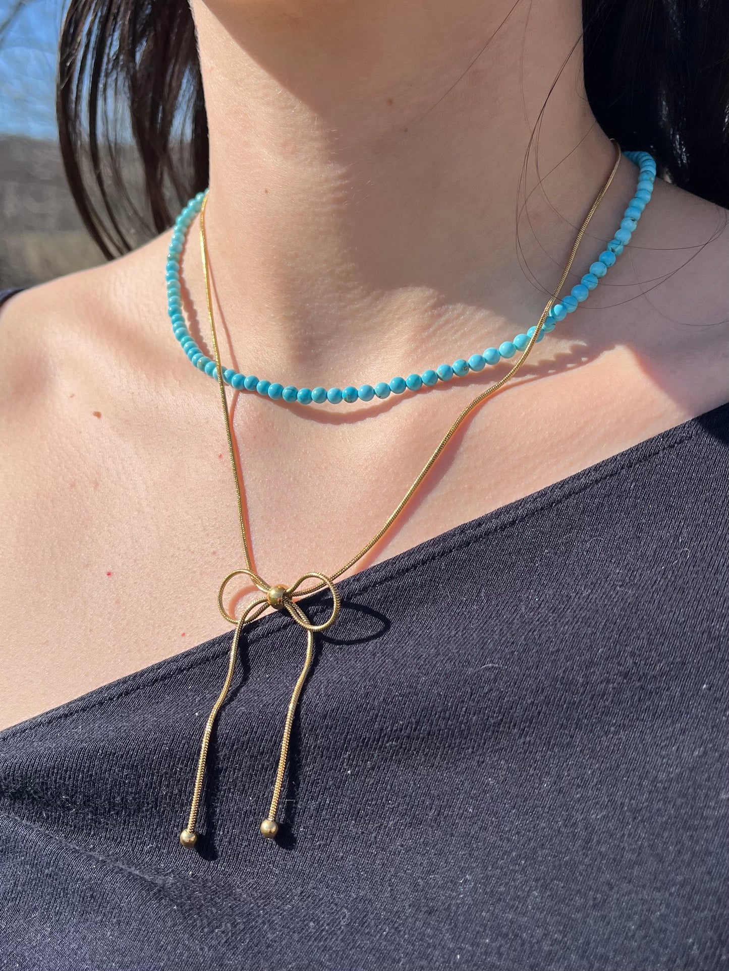Turquoise Natural Stone Bead Necklace