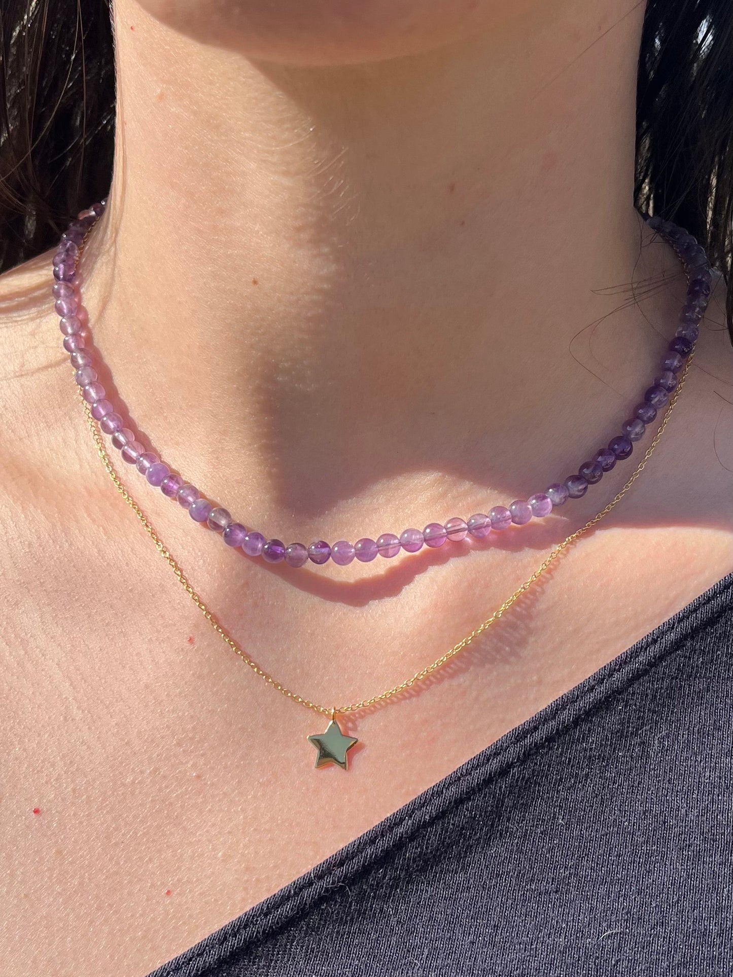 Amethyst Natural Stone Bead Necklace