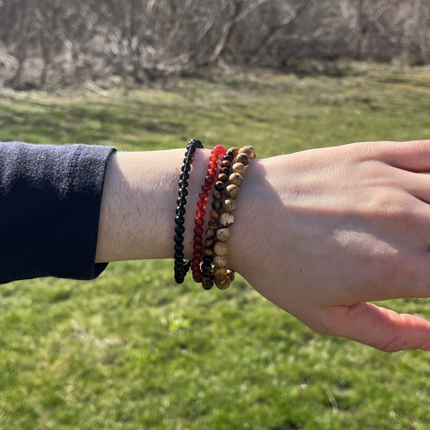 Jasper Natural Stone Bead Stretch Bracelet