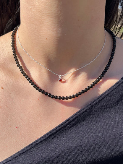 Black Obsidian Natural Stone Bead Necklace