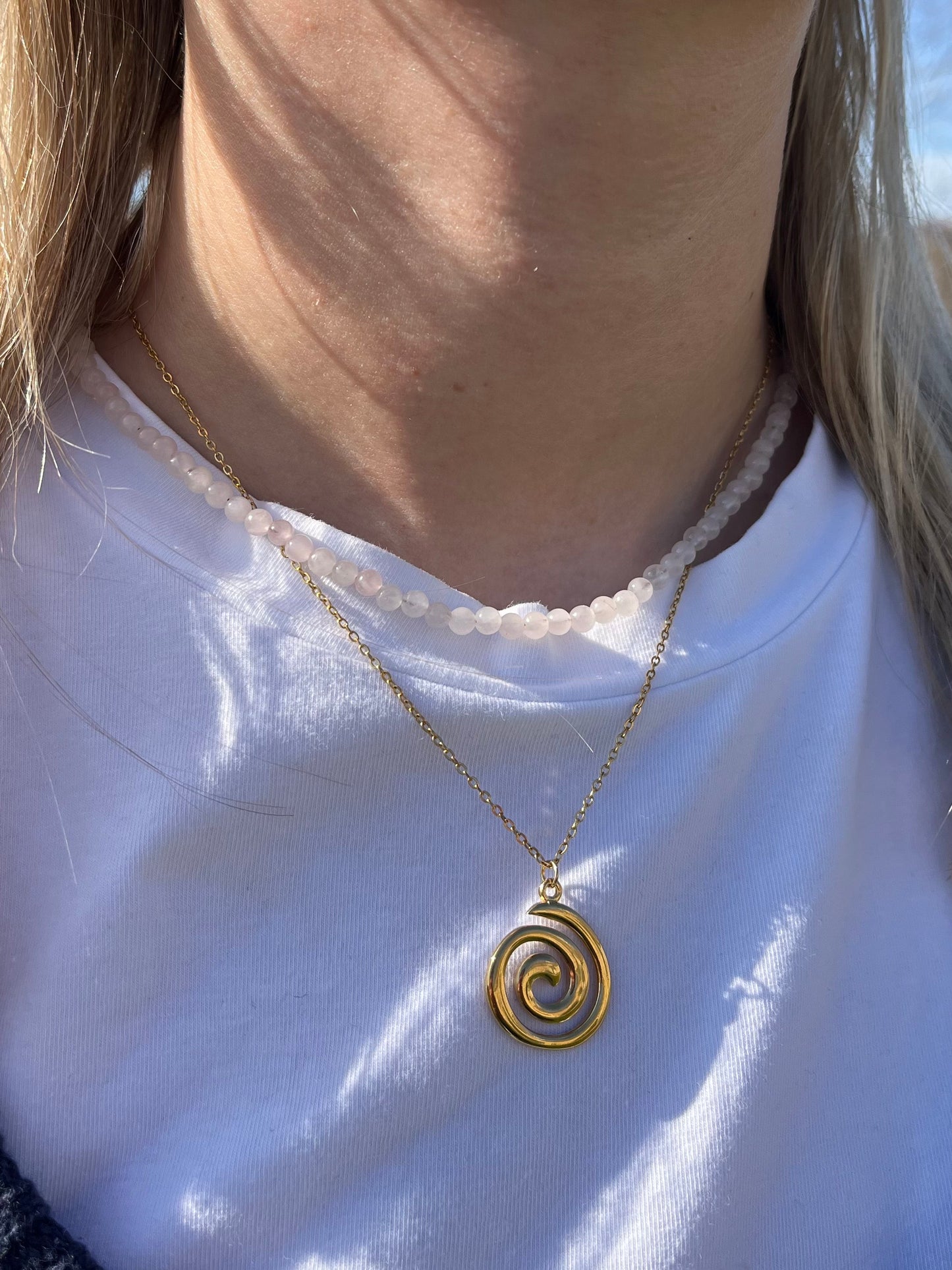 Rose Quartz Natural Stone Bead Necklace