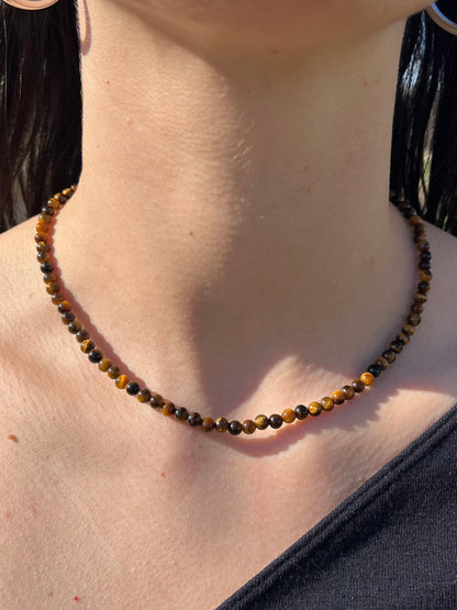 Brown Tiger Eye Natural Stone Bead Necklace