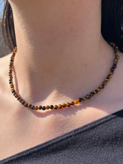 Brown Tiger Eye Natural Stone Bead Necklace