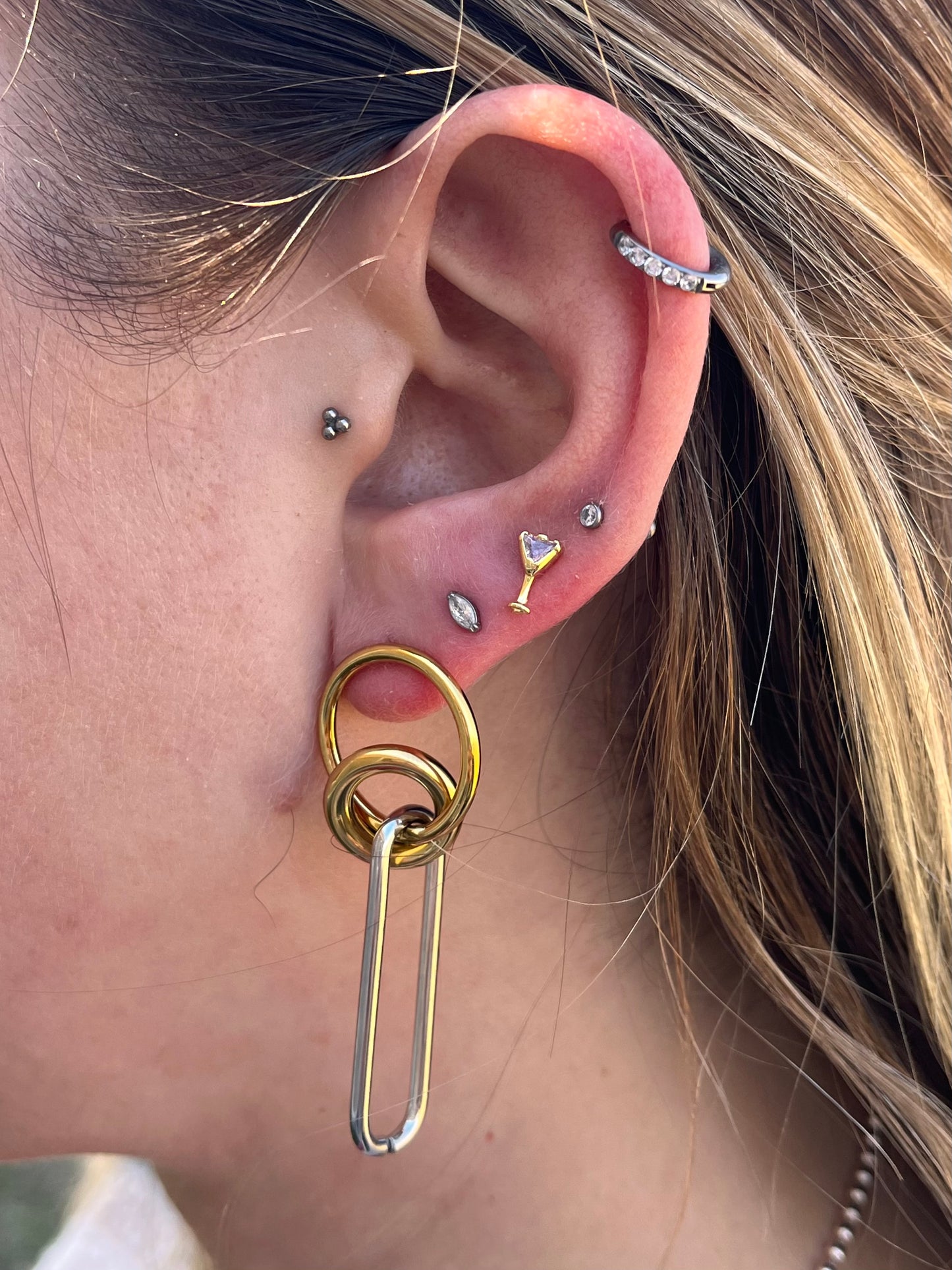 Threadless Push In CZ Crystal Pink Martini Flat Back Stud - 316L Stainless Steel