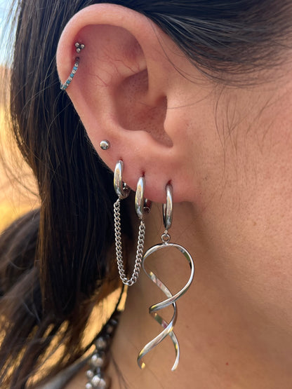 Twisted Coil Dangling Huggie Hoop Earrings - Pair - 304 Stainless Steel