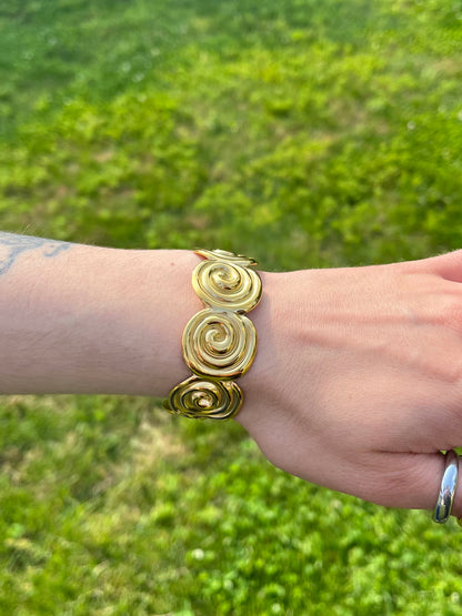 Spiral Cuff Bangle Bracelet - Stainless Steel