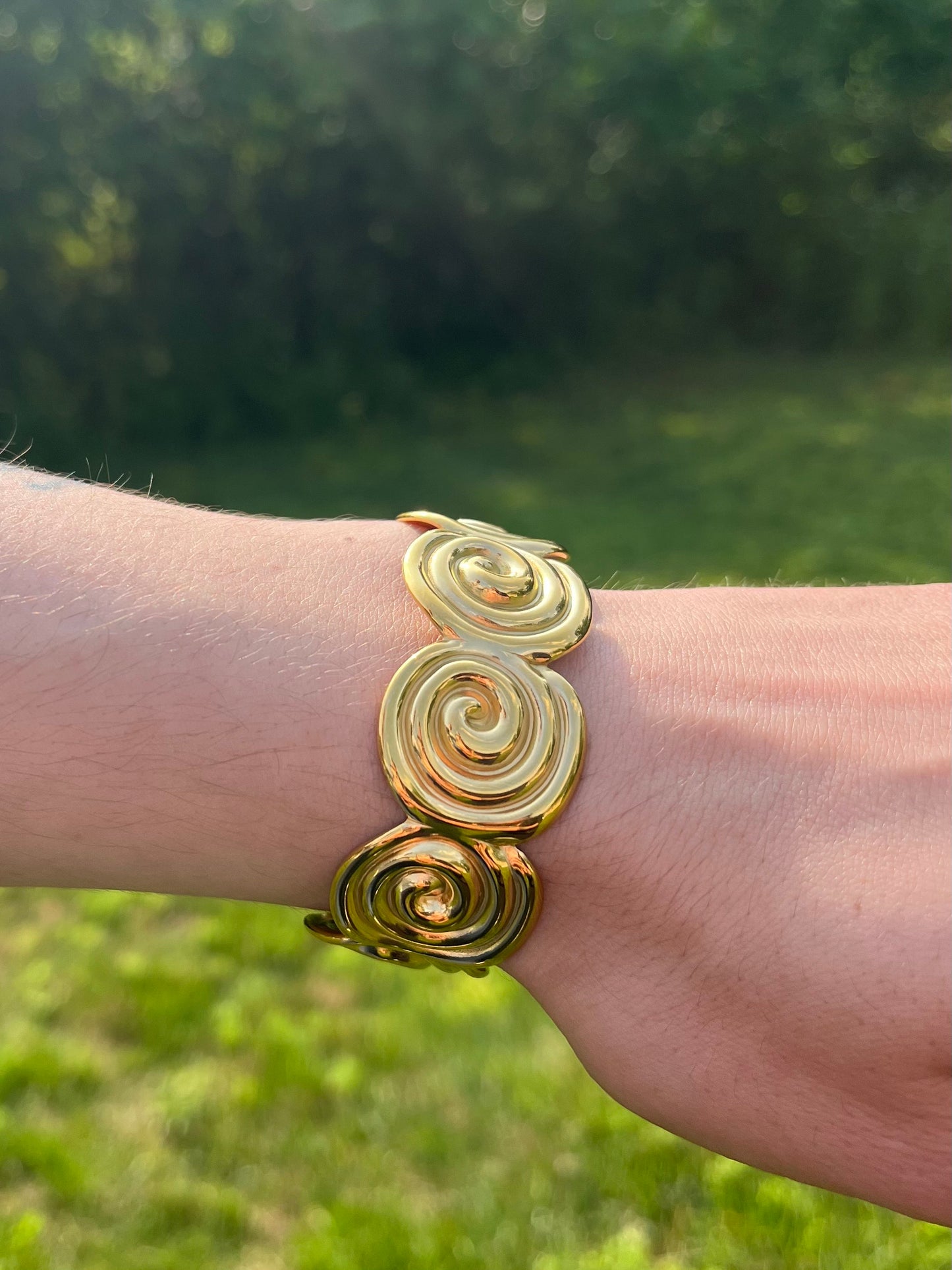 Spiral Cuff Bangle Bracelet - Stainless Steel