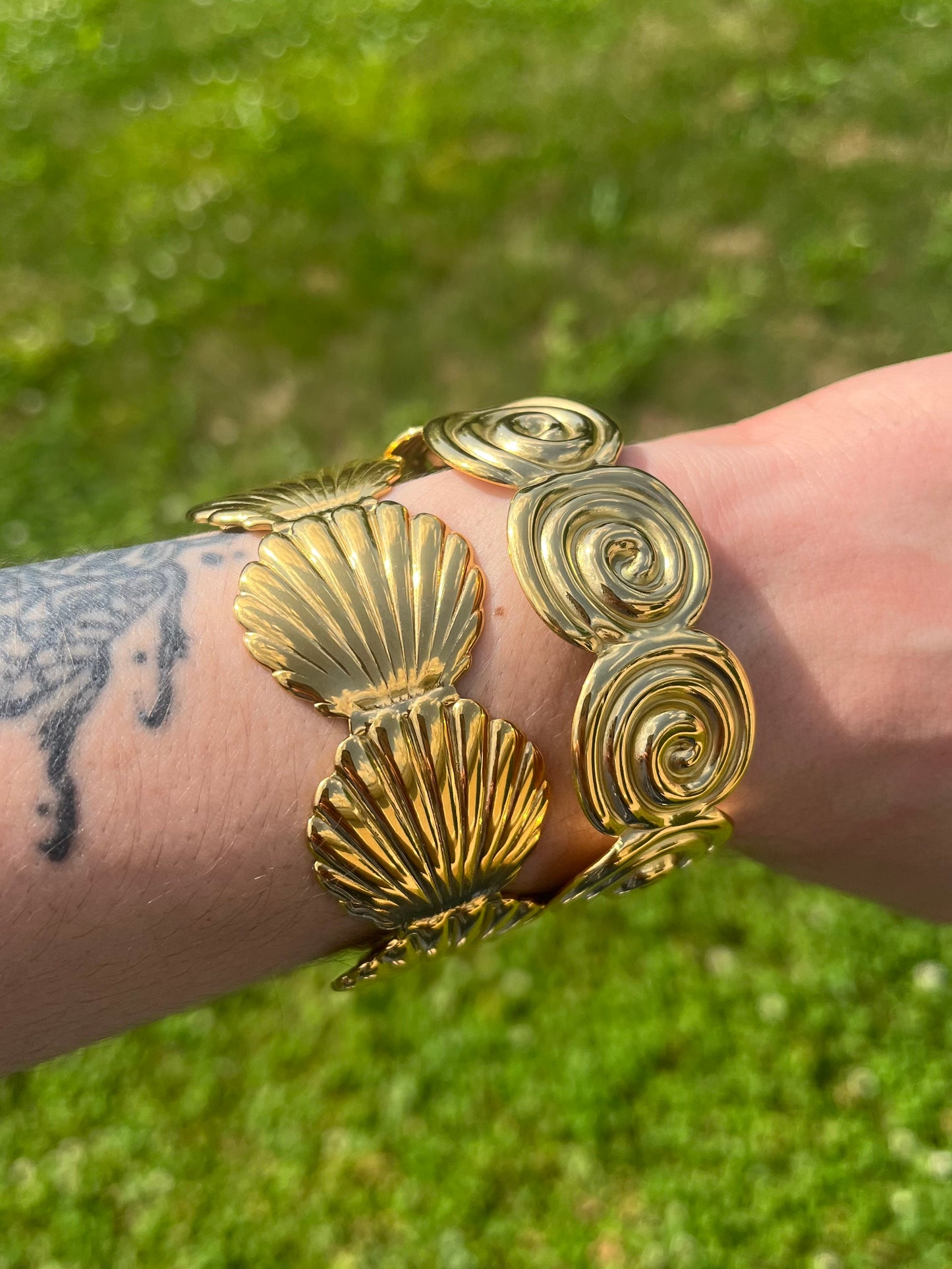Spiral Cuff Bangle Bracelet - Stainless Steel