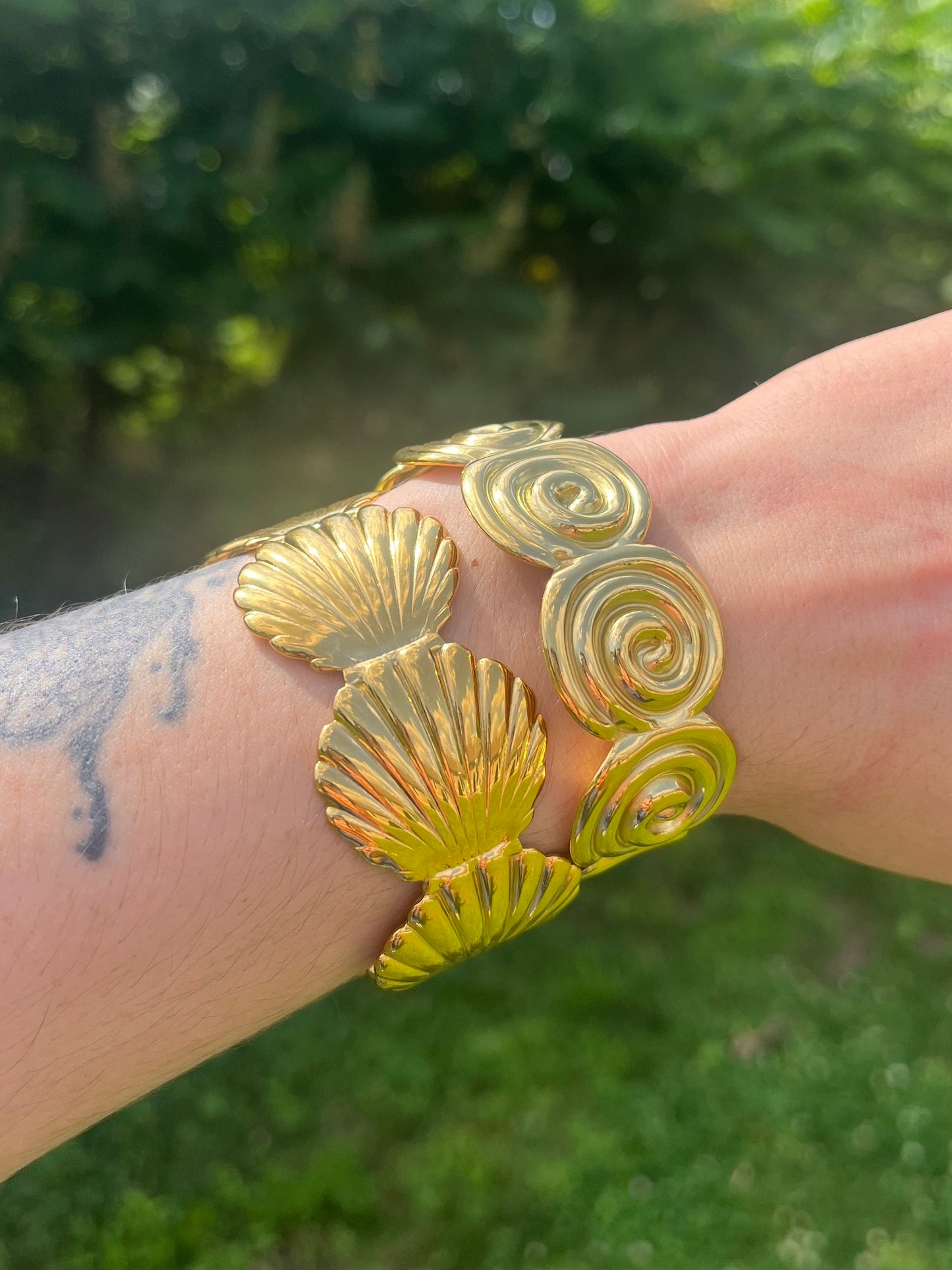 Spiral Cuff Bangle Bracelet - Stainless Steel