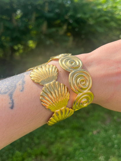 Spiral Cuff Bangle Bracelet - Stainless Steel