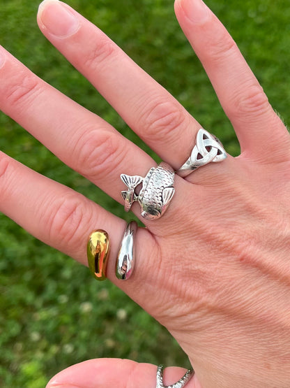 Fish Wrap Ring - 925 Sterling Silver