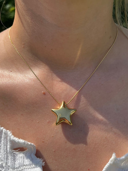 Chunky Star Pendant Necklace - Stainless Steel