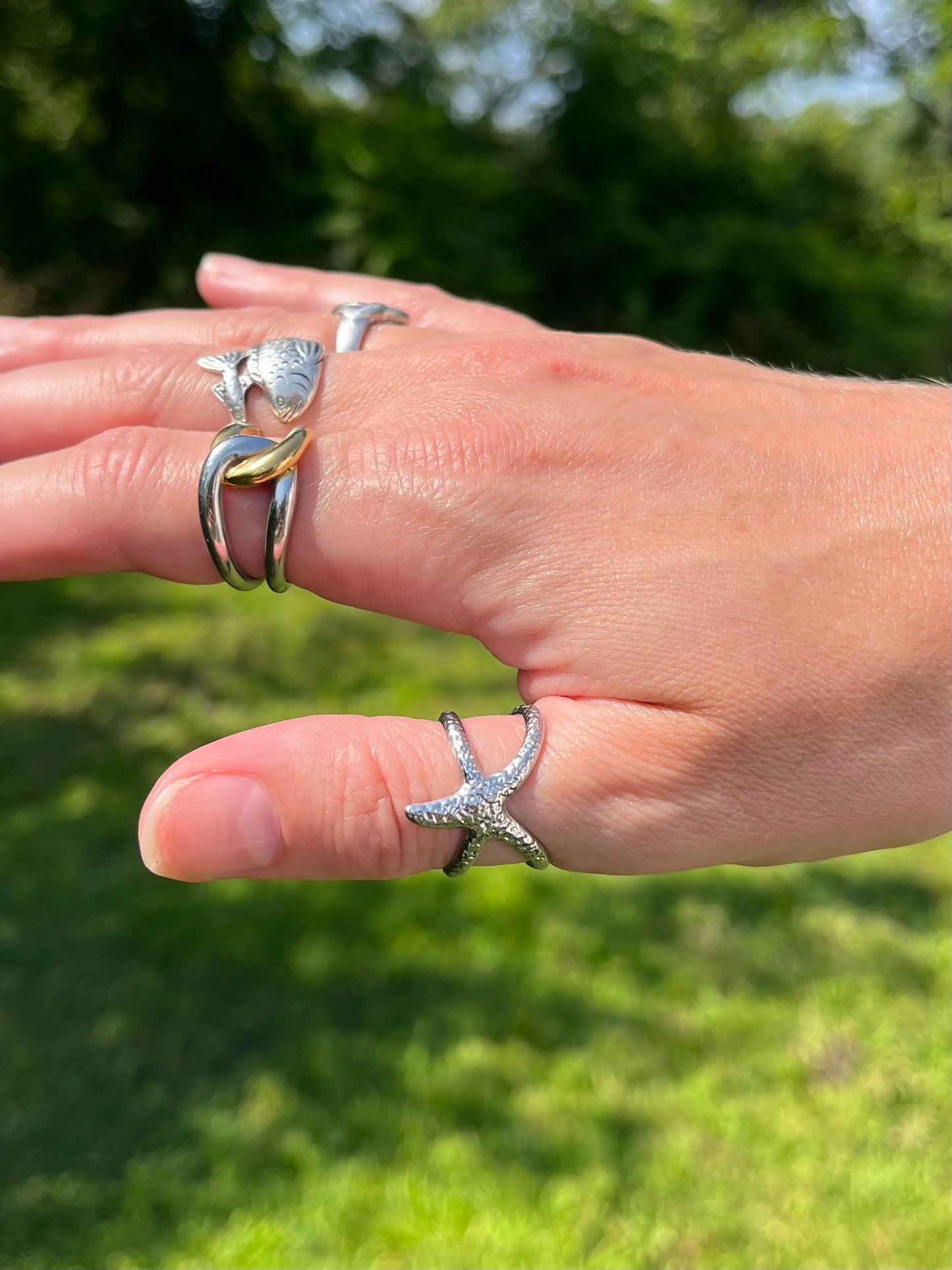 Adjustable Starfish Ring - Stainless Steel