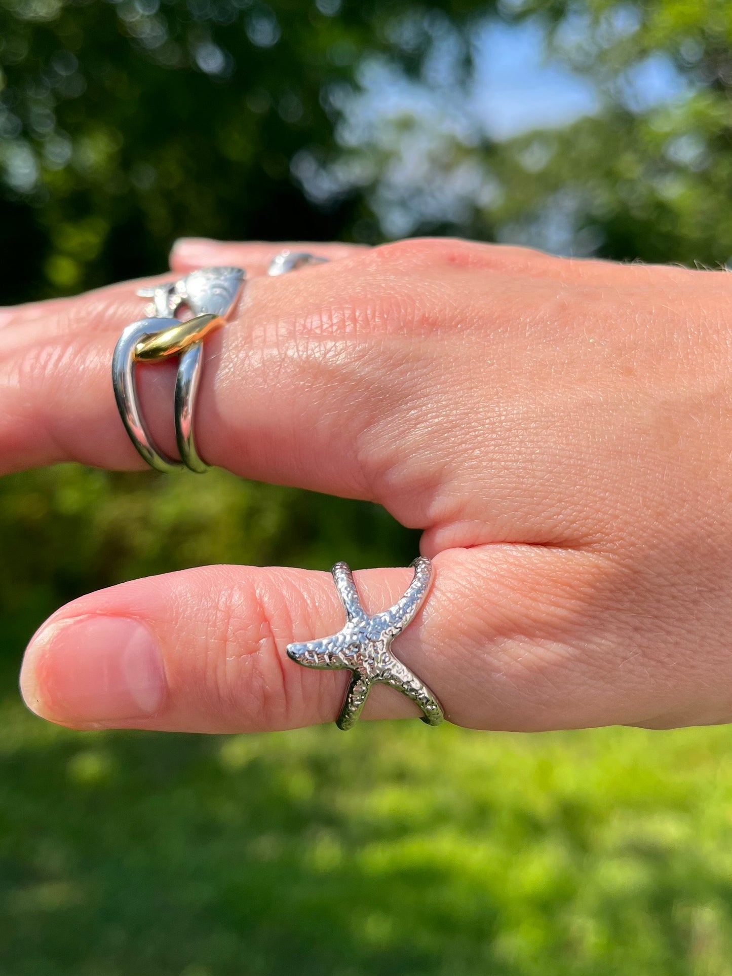 Adjustable Starfish Ring - Stainless Steel